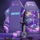 Secretlab displays its purple Fortnite chair against a purple background.